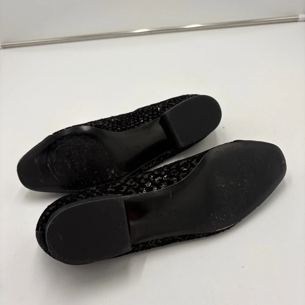 Vaneli Cap Toe Black Suede Sequin Velvet Flats Loafers Fc-313 Women’s Size 8N